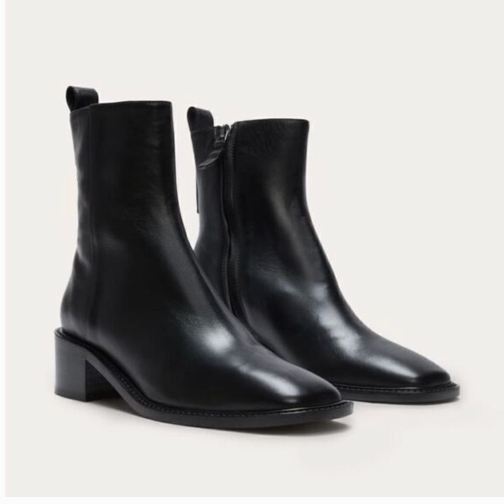 Everlane City Boots 6.5 Black NWT Zip Ankle Booties Heel Western Academia Prep